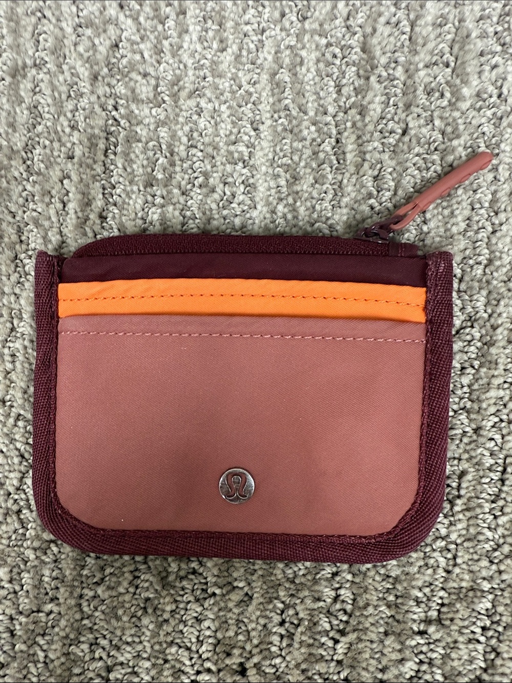 Lululemon Small Zip Card Wallet in Rosewood & Orange